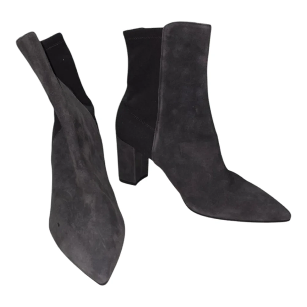 Stuart Weitzman Lonnie 75 Suede Booties, Slate Gray US‎ 5.5 MSRP $575 New